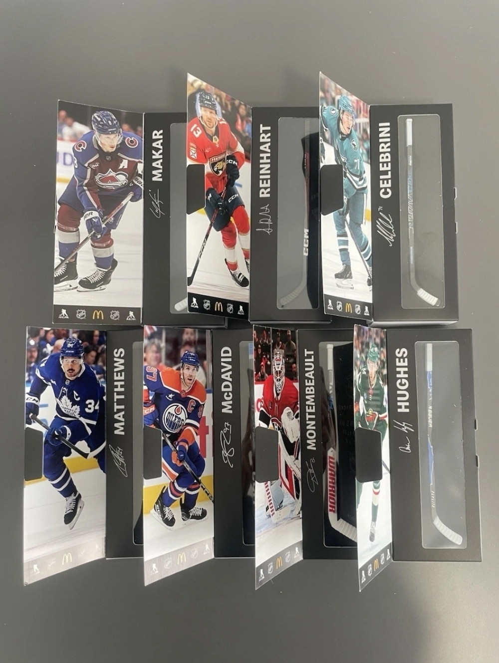 Hockey Player Card Set with Clear Display Windows - Black & Multicolor
